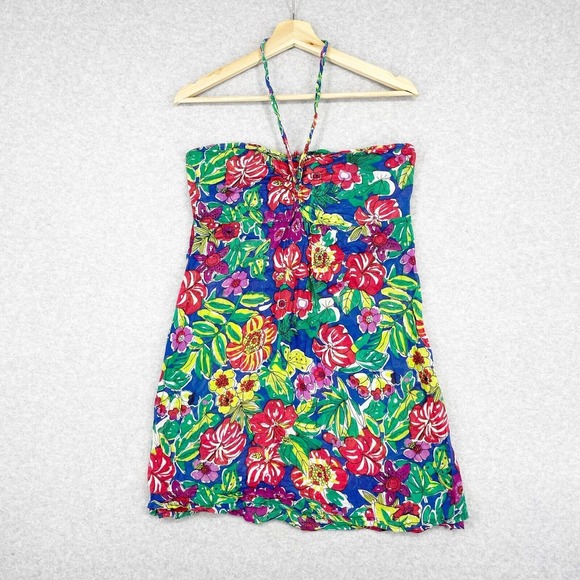 Ocean Club y2k Halter Gauze Tie Beach Coverup Tunic Top Size M/L Lightweight - Picture 1 of 7